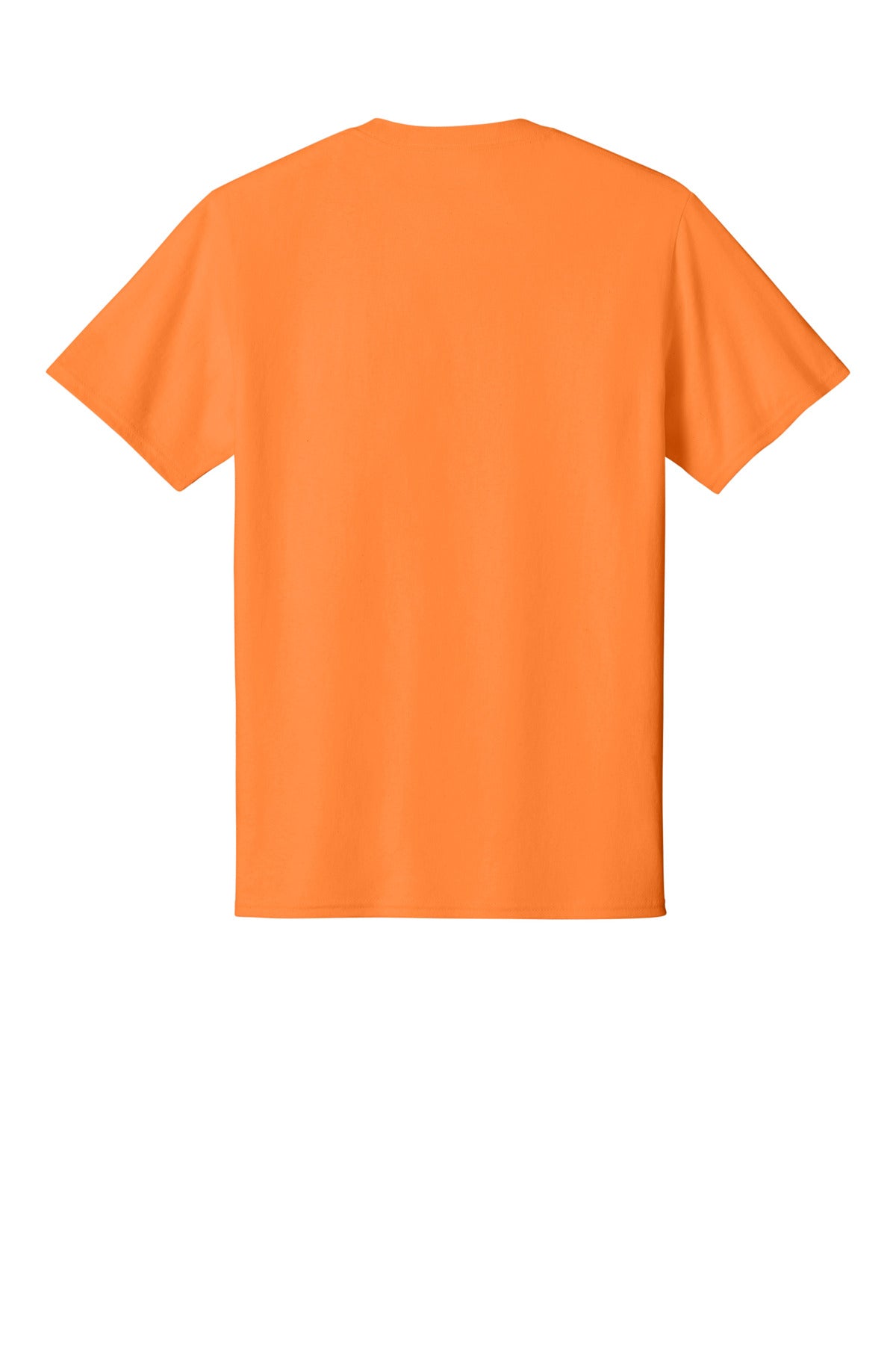 Rear View of Neon Orange Port & Co Core Cotton Tee. PC54