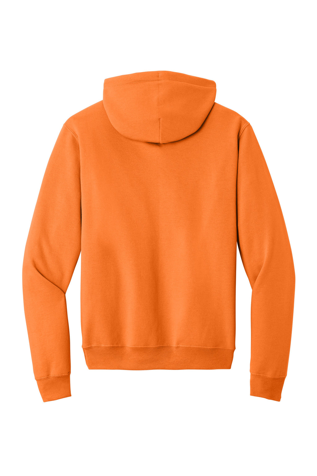 Rear View of Neon Orange Port & Co Core Fleece Pullover Hooded Sweatshirt. PC78H