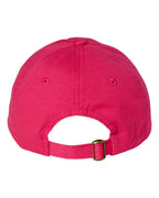 Rear View of Neon Pink Bio-Washed Classic Dad Hat - VC300A