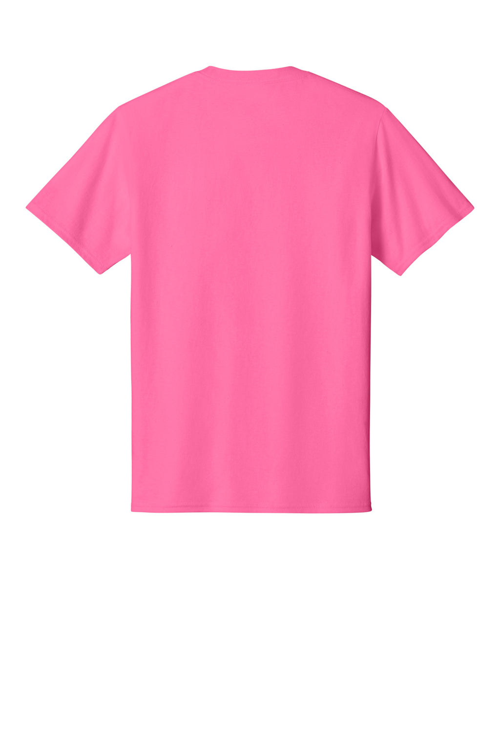 Rear View of Neon Pink Port & Co Core Cotton Tee. PC54