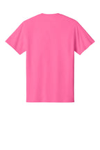 Rear View of Neon Pink Port & Co Core Cotton Tee. PC54