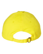 Rear View of Neon Yellow Bio-Washed Classic Dad Hat - VC300A
