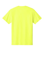 Rear View of Neon Yellow Port & Co Core Cotton Tee. PC54