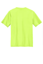 Rear View of Neon Yellow Port & Co Youth Performance Tee. PC380Y