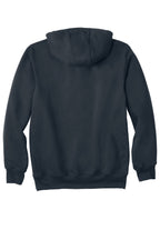 Rear View of New Navy Carhartt Rain Defender Paxton Heavyweight Hooded Sweatshirt. CT100615