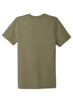 Rear View of Oatmeal TB BELLA+CANVAS Unisex Triblend Short Sleeve Tee. BC3413
