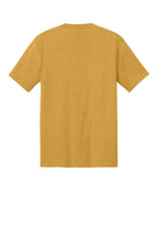 Rear View of OchreYlwHr District Perfect Tri Tee. DM130