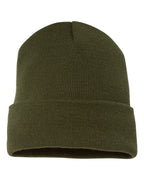 Rear View of Olive Cuffed Beanie - 1501KC