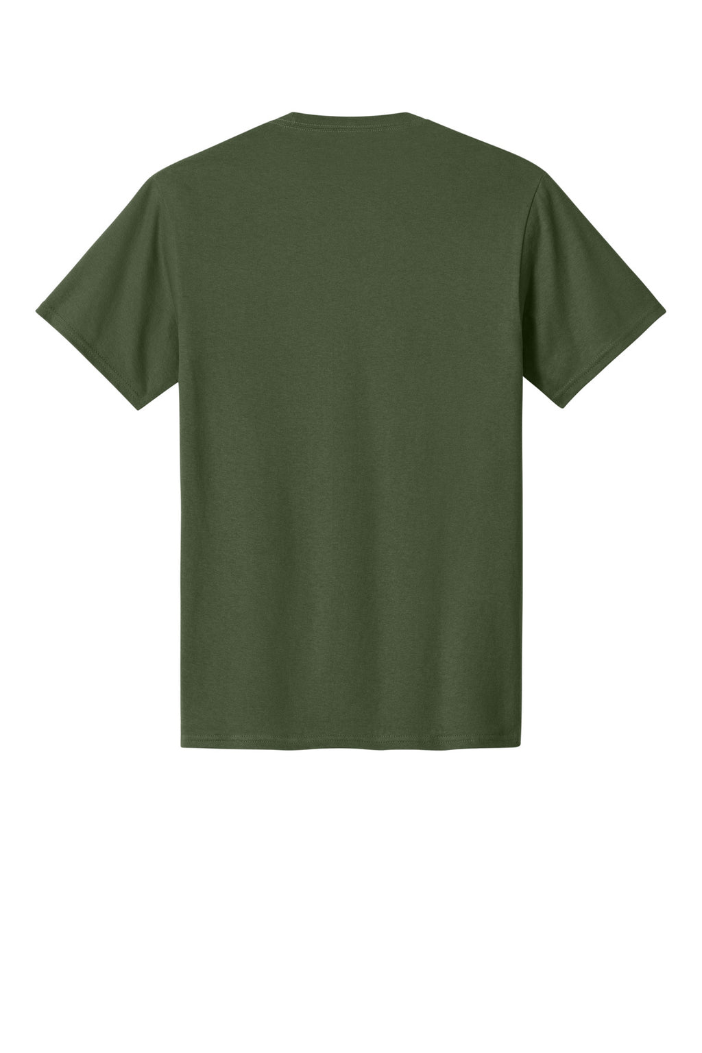 Rear View of Olive Port & Co Core Cotton Tee. PC54
