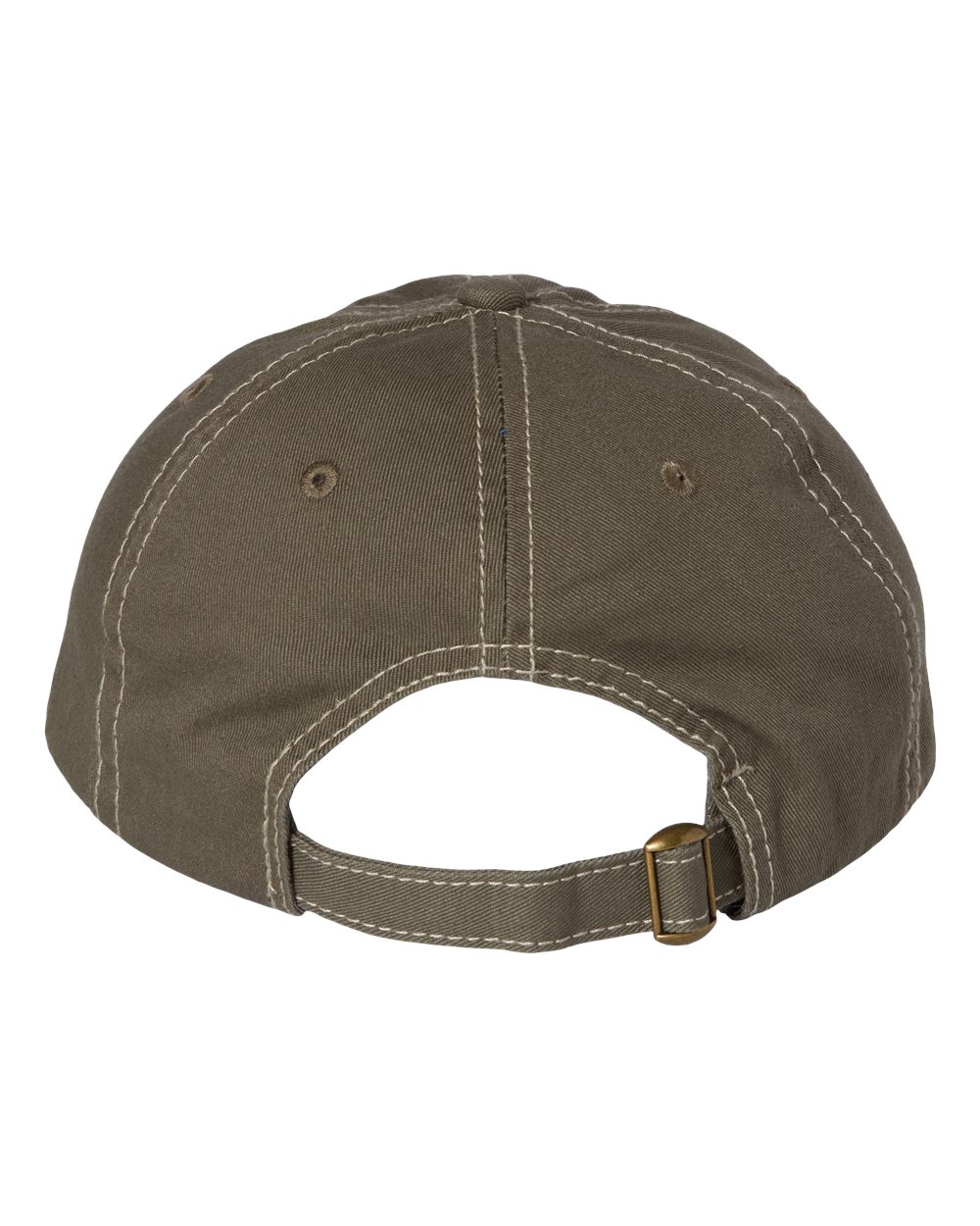 Rear View of Olive/ Stone Stitch Bio-Washed Classic Dad Hat - VC300A