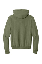 Rear View of OlvDrabGnH Port & Co Core Fleece Pullover Hooded Sweatshirt. PC78H