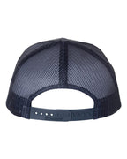 Rear View of Ombre Blue/ Navy Five-Panel Trucker Cap - 112FP