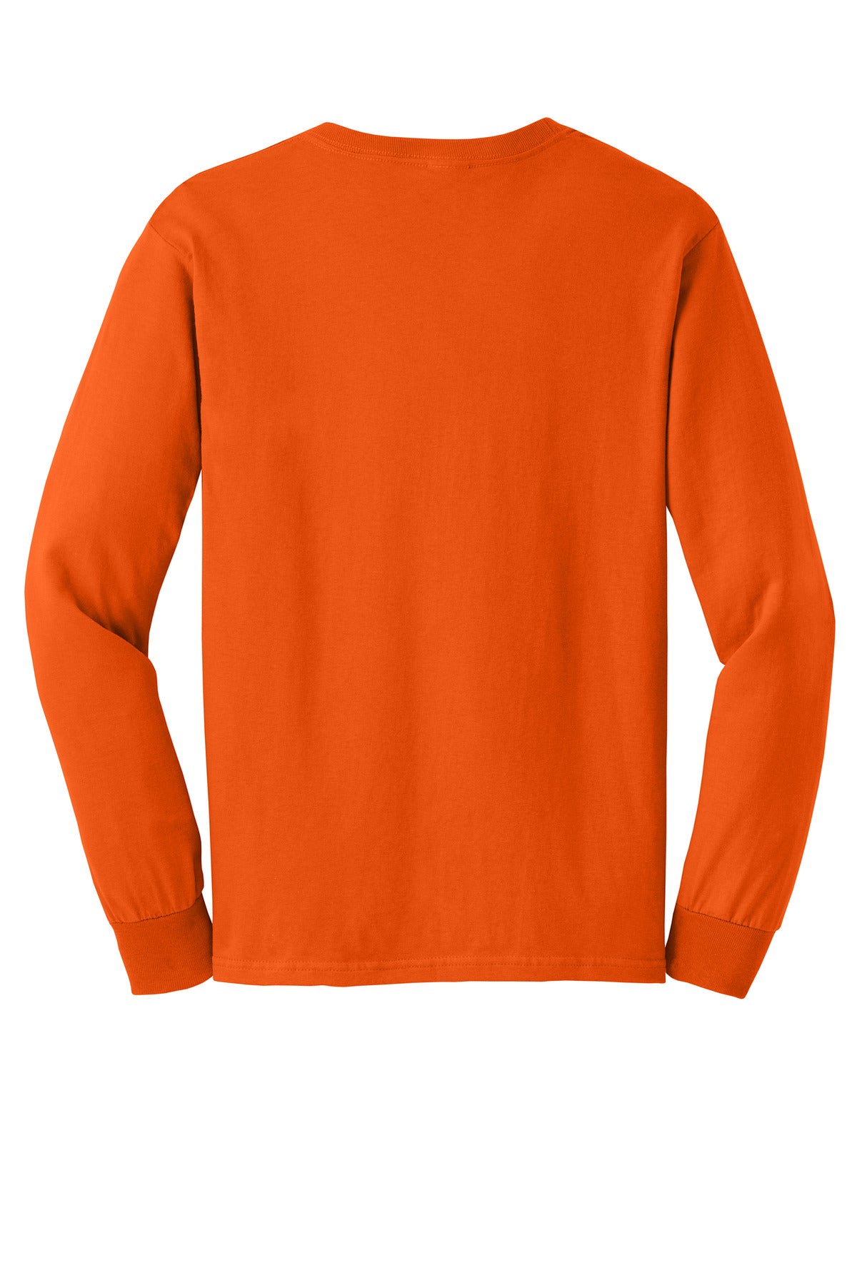 Rear View of Orange Gildan - Ultra Cotton 100% US Cotton Long Sleeve T-Shirt. G2400