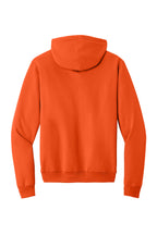 Rear View of Orange Port & Co Core Fleece Pullover Hooded Sweatshirt. PC78H