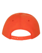Rear View of Orange Premium Flat Bill Snapback Cap - 6089M