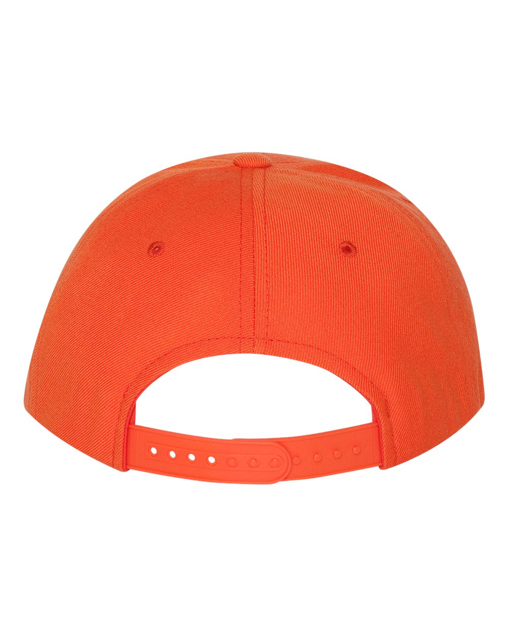 Rear View of Orange Premium Flat Bill Snapback Cap - 6089M