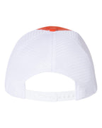 Rear View of Orange/ White Garment-Washed Trucker Cap - 111