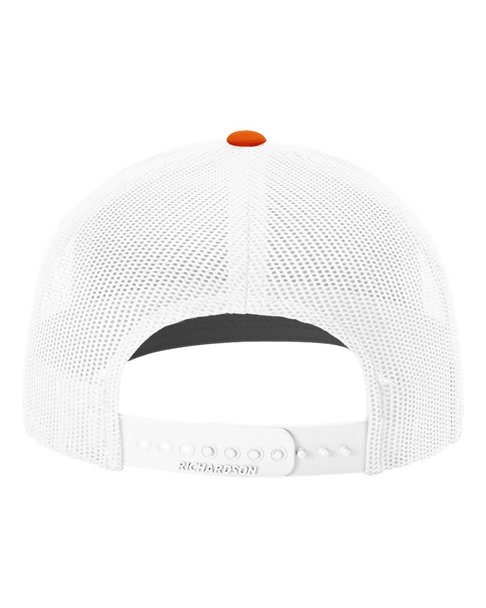 Rear View of Orange/ White Snapback Trucker Cap - 112