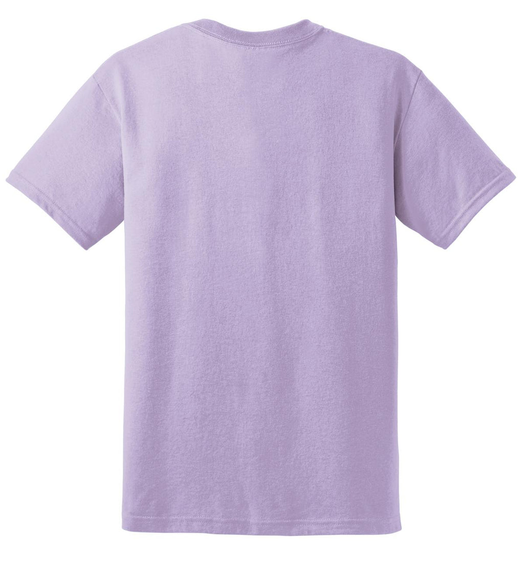Rear View of Orchid Gildan DryBlend 50 Cotton/50 Poly T-Shirt. 8000