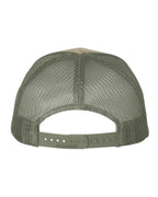 Rear View of Pale Khaki/ Loden Green Five-Panel Trucker Cap - 112FP