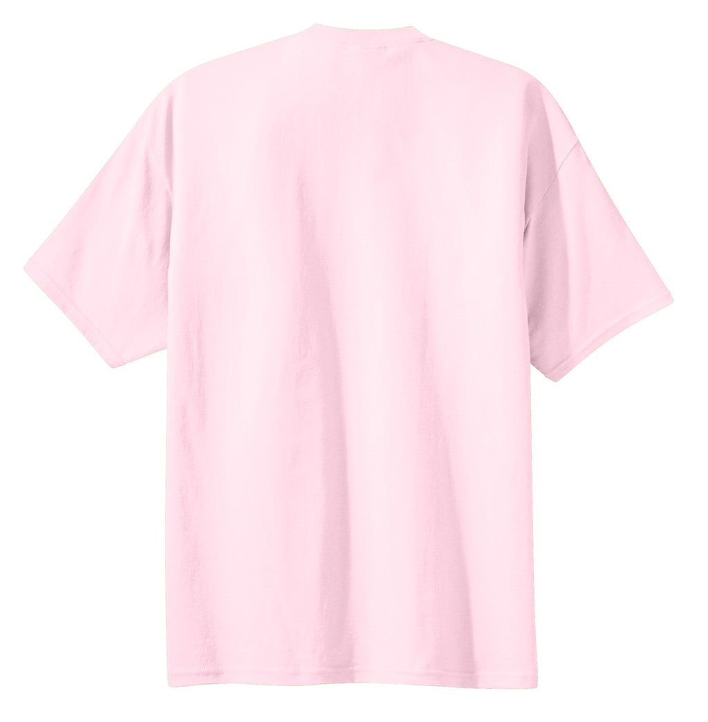 Rear View of Pale Pink Port & Co Essential Tee. PC61
