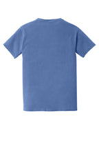 Rear View of Periwinkle COMFORT COLORS Heavyweight Ring Spun Pocket Tee. 6030