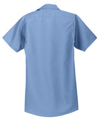 Rear View of Petrol Blue Red Kap Short Sleeve Industrial Work Shirt. SP24