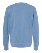 Rear View of Pigment Light Blue Midweight Pigment-Dyed Crewneck Sweatshirt - PRM3500