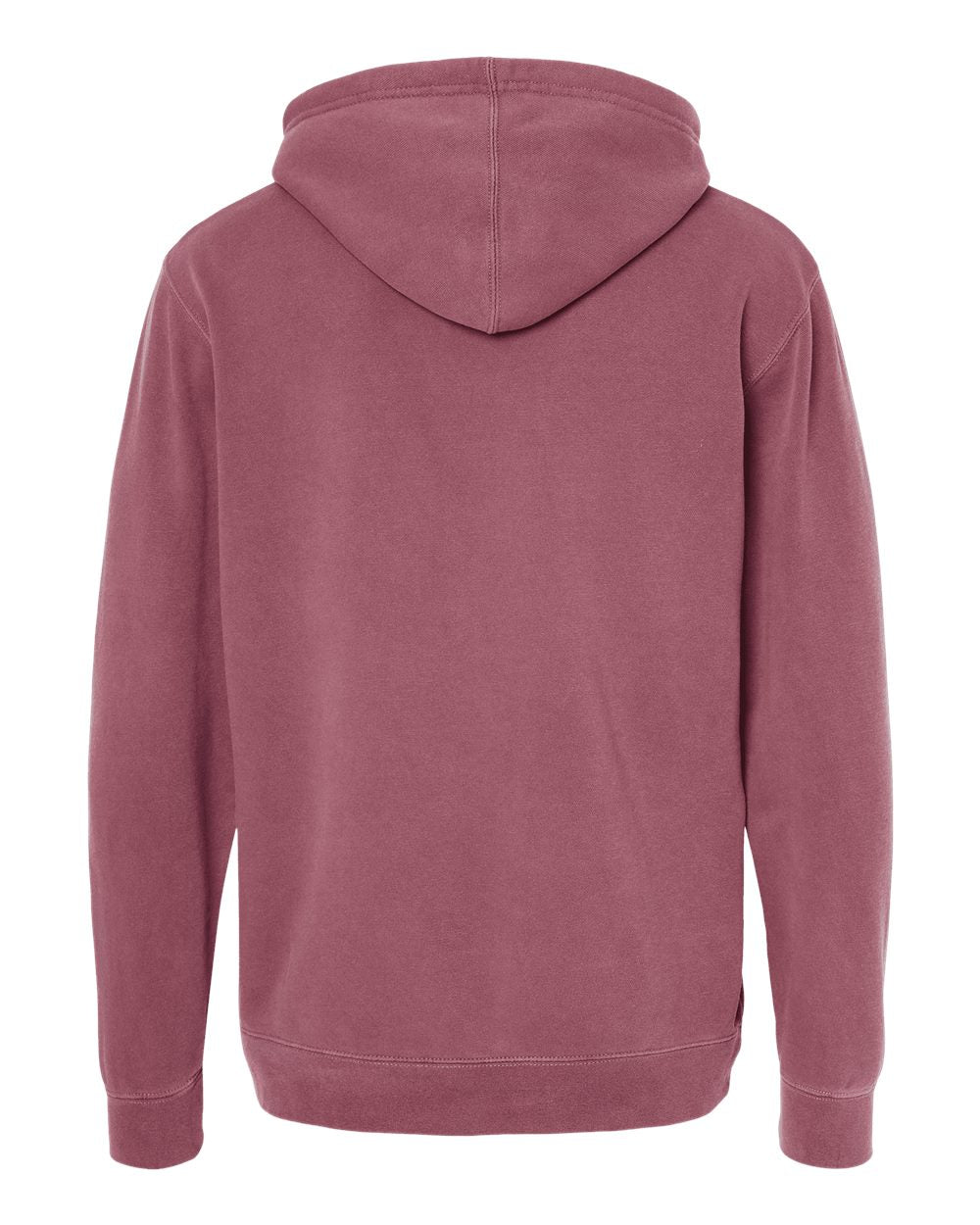 Rear View of Pigment Maroon Midweight Pigment-Dyed Hooded Sweatshirt - PRM4500