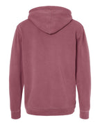 Rear View of Pigment Maroon Midweight Pigment-Dyed Hooded Sweatshirt - PRM4500