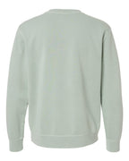 Rear View of Pigment Sage Midweight Pigment-Dyed Crewneck Sweatshirt - PRM3500