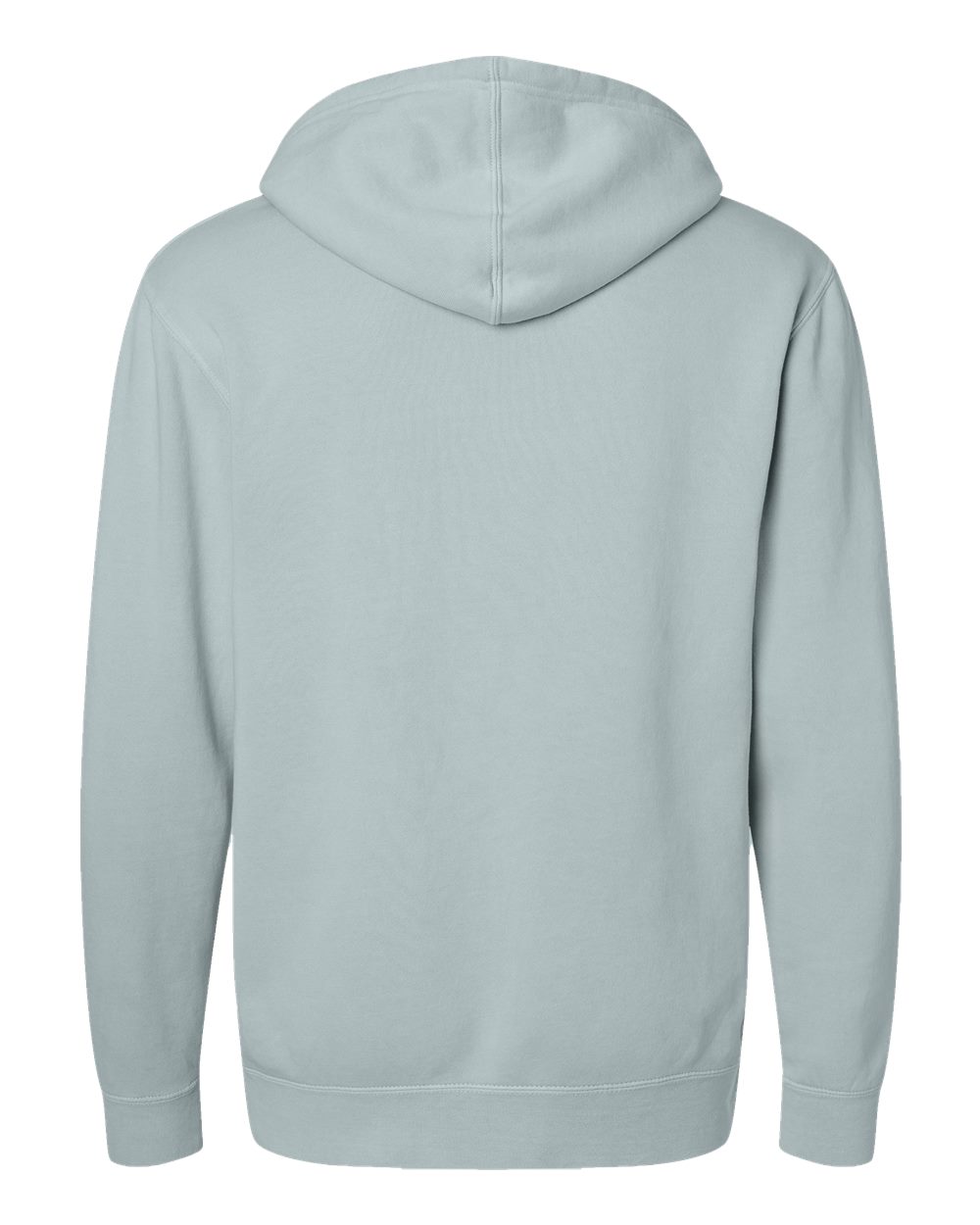 Rear View of Pigment Sage Midweight Pigment-Dyed Hooded Sweatshirt - PRM4500