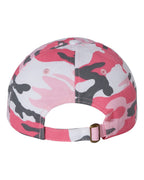 Rear View of Pink Camo Bio-Washed Classic Dad Hat - VC300A