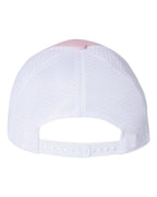 Rear View of Pink/ White Garment-Washed Trucker Cap - 111