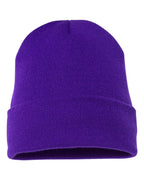 Rear View of Purple Cuffed Beanie - 1501KC