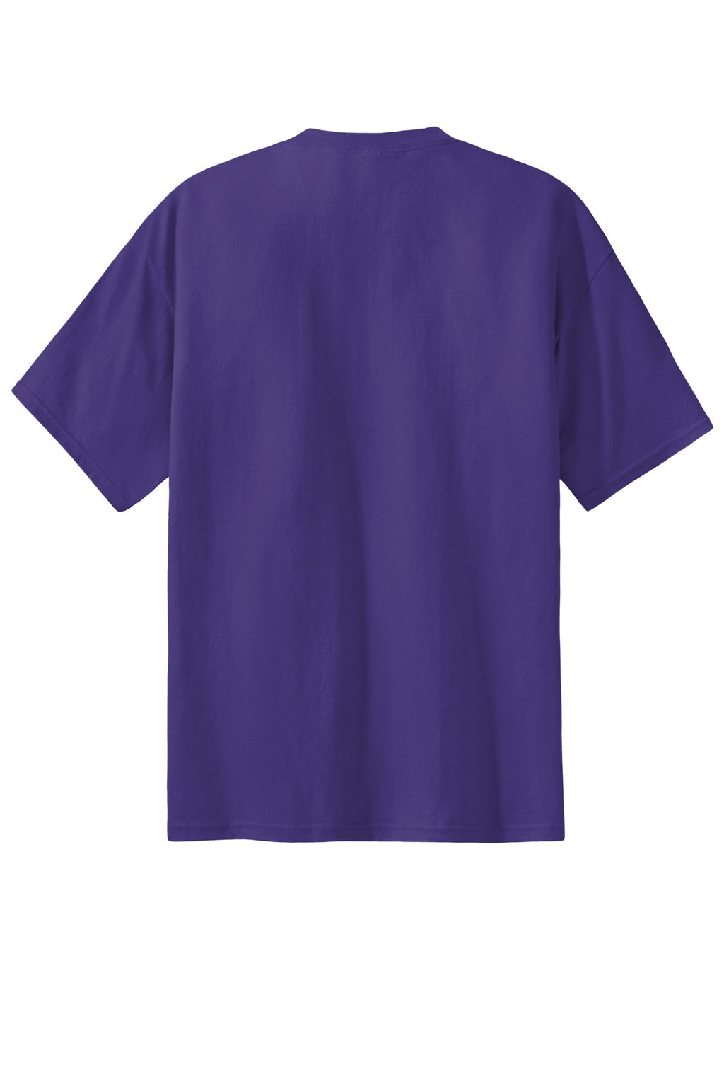 Rear View of Purple Port & Co Essential Tee. PC61
