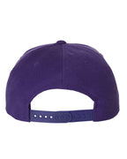Rear View of Purple Premium Flat Bill Snapback Cap - 6089M