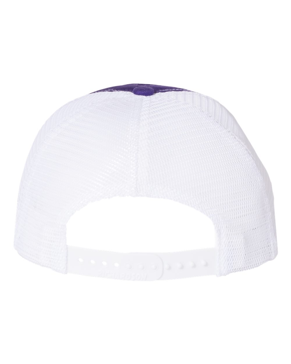 Rear View of Purple/ White Garment-Washed Trucker Cap - 111
