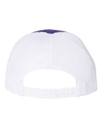 Rear View of Purple/ White Garment-Washed Trucker Cap - 111