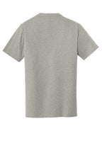 Rear View of Rainstrm Gry H New Era Heritage Blend Crew Tee. NEA100