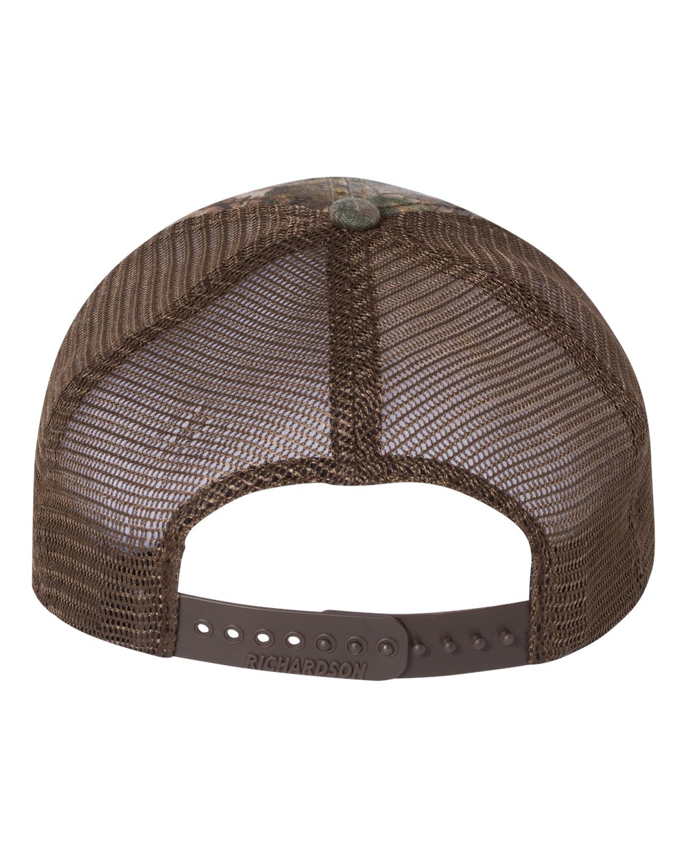 Rear View of Realtree Edge/ Brown Garment Washed Printed Trucker Cap - 111P
