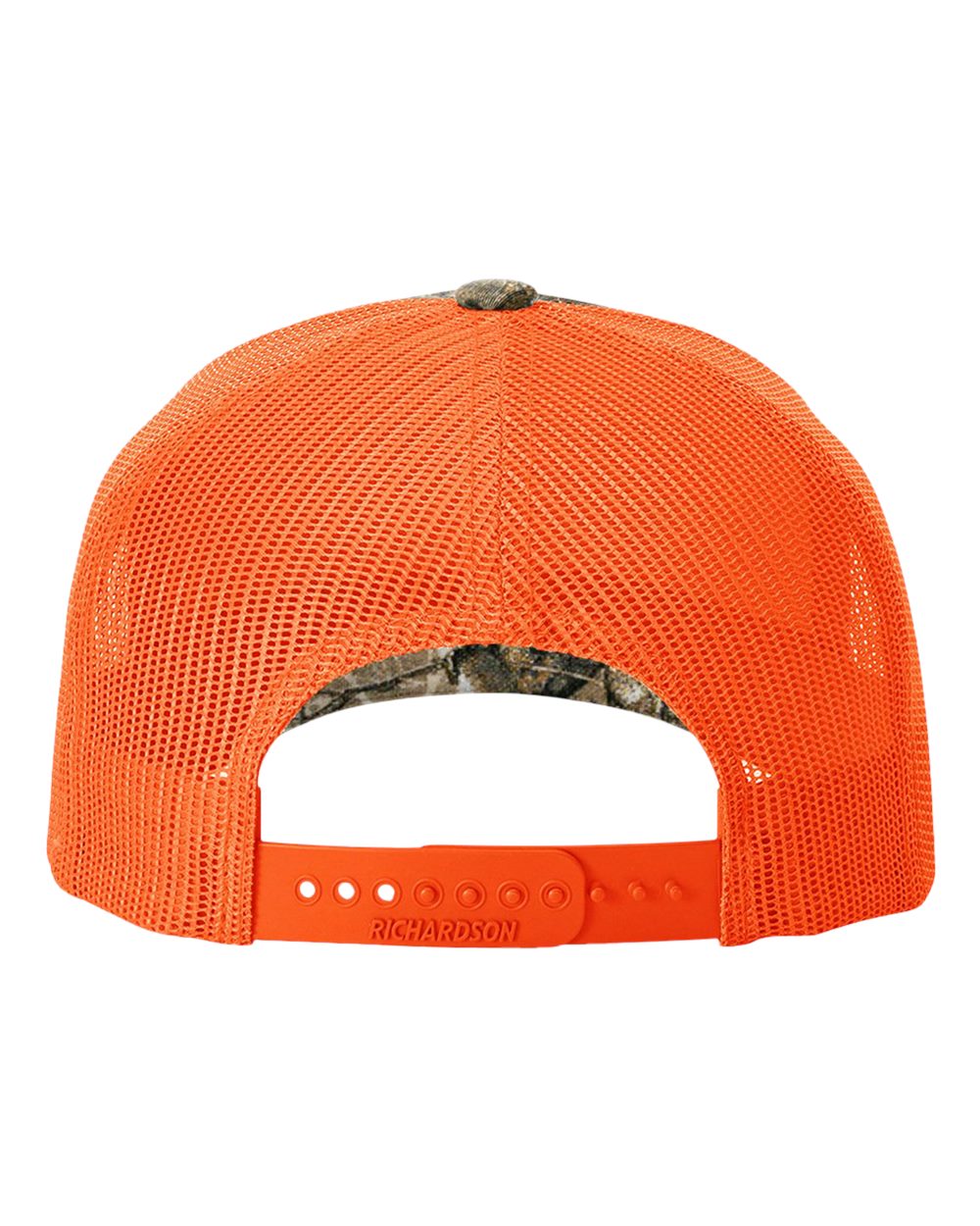 Rear View of Realtree Edge/ Neon Orange Five-Panel Printed Trucker Cap - 112PFP