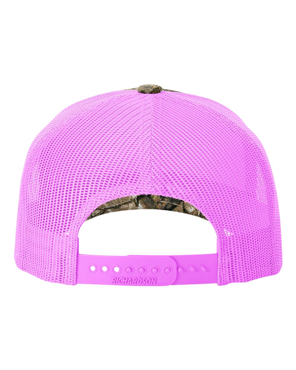 Rear View of Realtree Edge/ Neon Pink Five-Panel Printed Trucker Cap - 112PFP