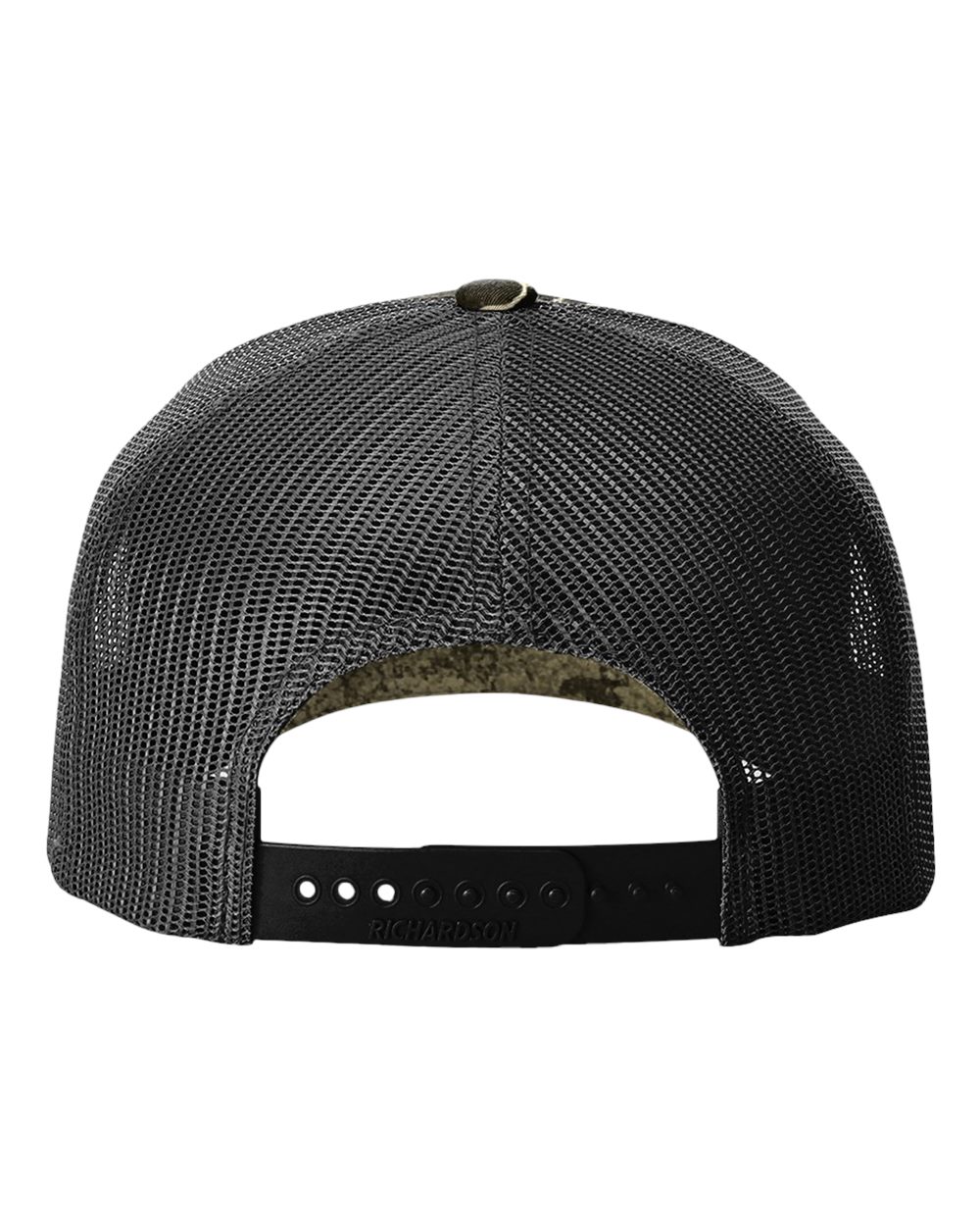 Rear View of Realtree Escape/ Black Five-Panel Printed Trucker Cap - 112PFP