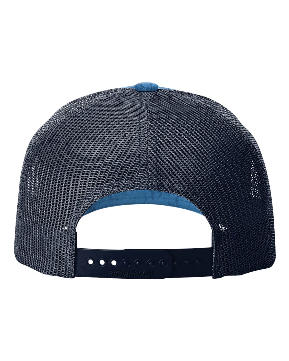 Rear View of Realtree Fishing Light Blue/ Navy Five-Panel Printed Trucker Cap - 112PFP
