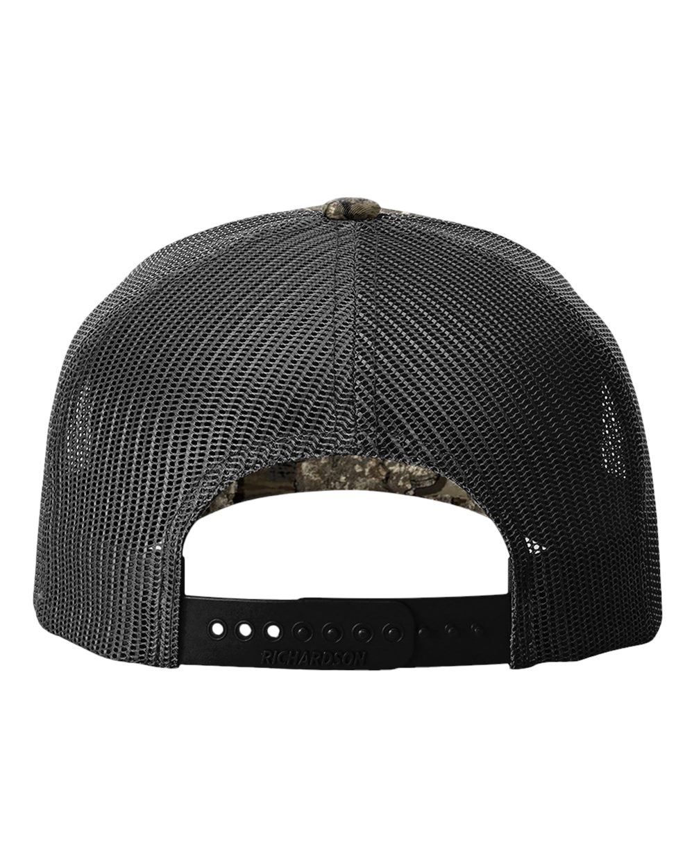 Rear View of Realtree Timber/ Black Five-Panel Printed Trucker Cap - 112PFP