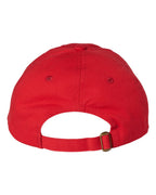 Rear View of Red Bio-Washed Classic Dad Hat - VC300A