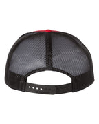 Rear View of Red/ Black Seven-Panel Trucker Cap - 168