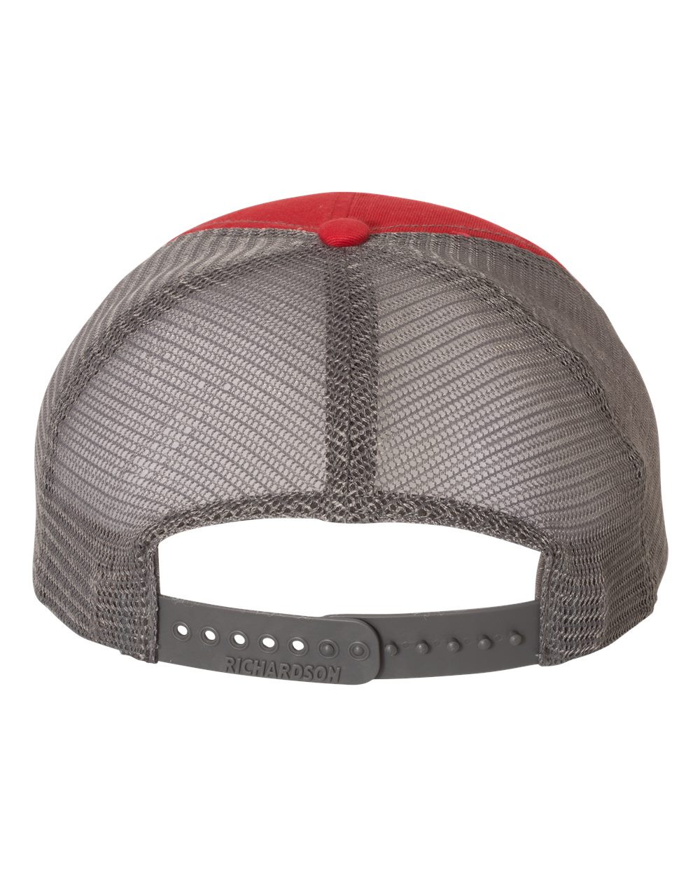 Rear View of Red/ Charcoal Garment-Washed Trucker Cap - 111