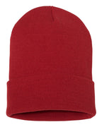 Rear View of Red Cuffed Beanie - 1501KC